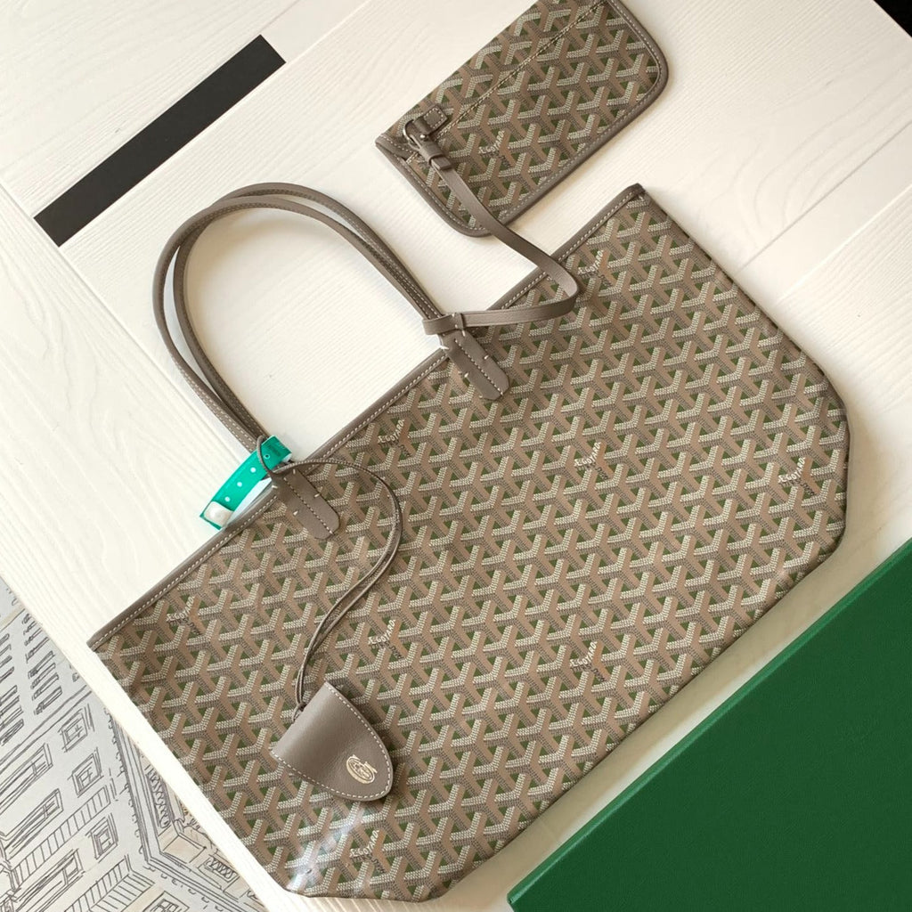 ST LOUIS PM 48CM GREIGE AND GREEN TOTE BAG