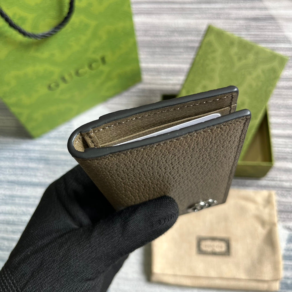 PORTEFEUILLE LONG GG MARMONT 12 EN CUIR DE VEAU MARRON MOKA