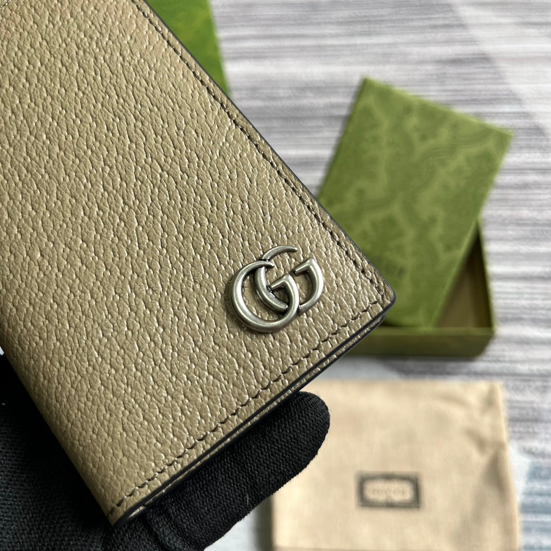 PORTEFEUILLE LONG GG MARMONT 12 EN CUIR DE VEAU MARRON MOKA