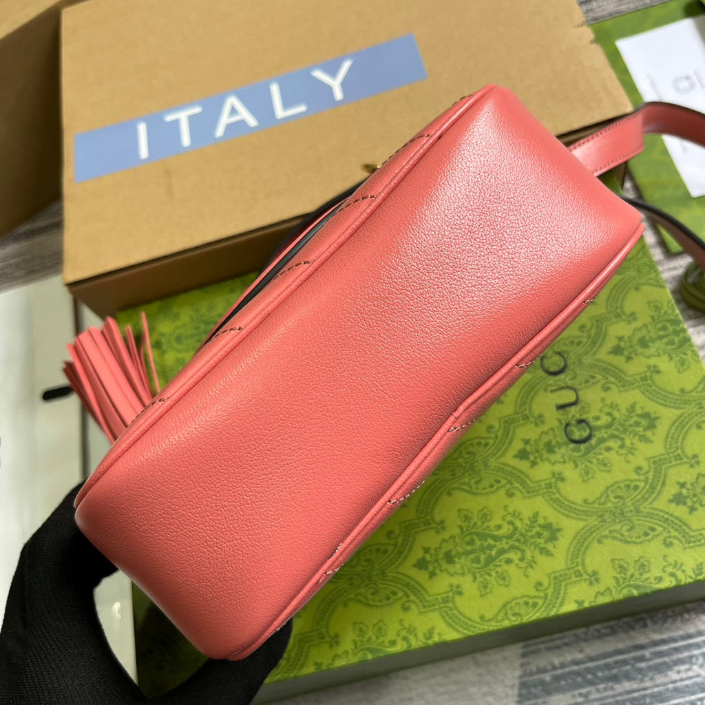 SAC À BANDOULIÈRE GG BLONDIE SMALL 21 EN CUIR DE VEAU ROSE FONCÉ