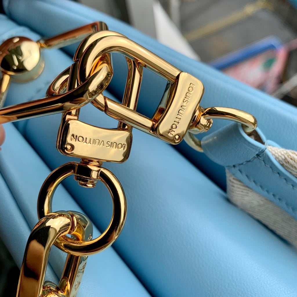 COUSSIN PM 26CM CLOUD BLUE WHITE MONOGRAM EMPREINTE CALFSKIN