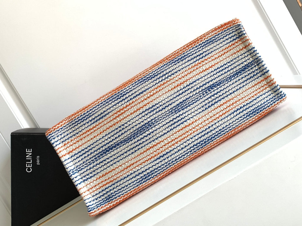 LARGE CABAS THAIS 41CM RAINBOW STRIPED CANVAS