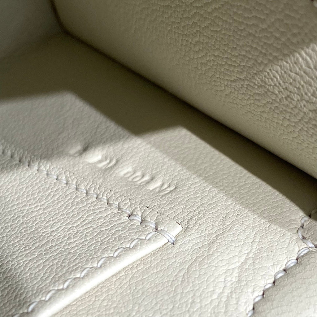 HM MINI KELLY 19CM CREAM GOLD EPSOM SILVER HARDWARE