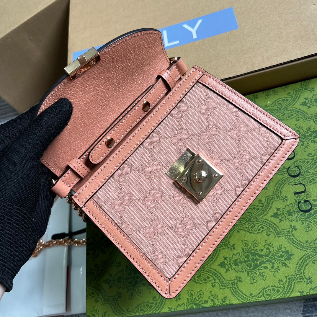 SAC À MAIN GG OPHIDIA MINI 17 EN TOILE ROSE CLAIR