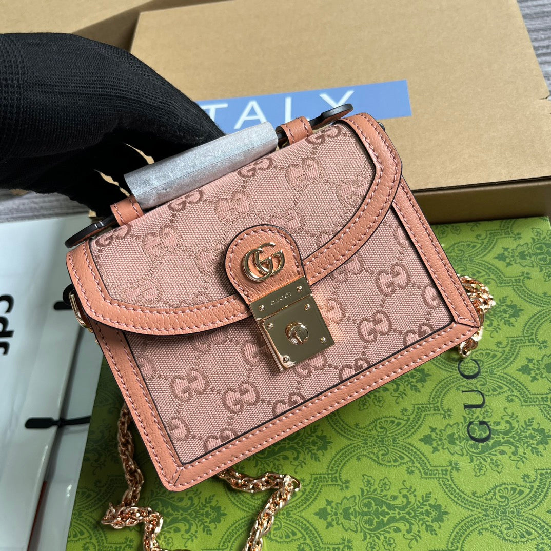 SAC À MAIN GG OPHIDIA MINI 17 EN TOILE ROSE CLAIR