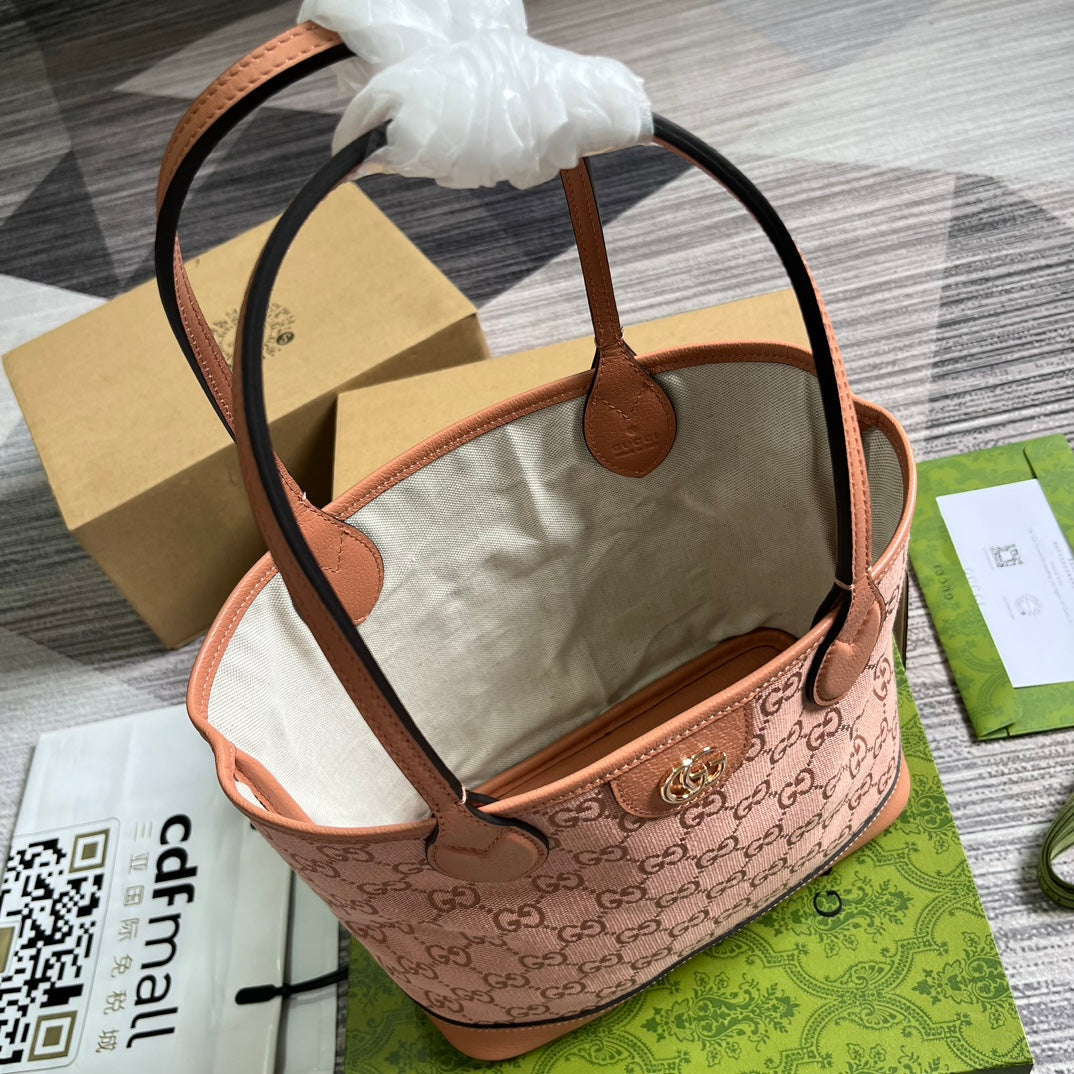 Petit sac fourre-tout GG OPHIDIA 25 en toile rose clair