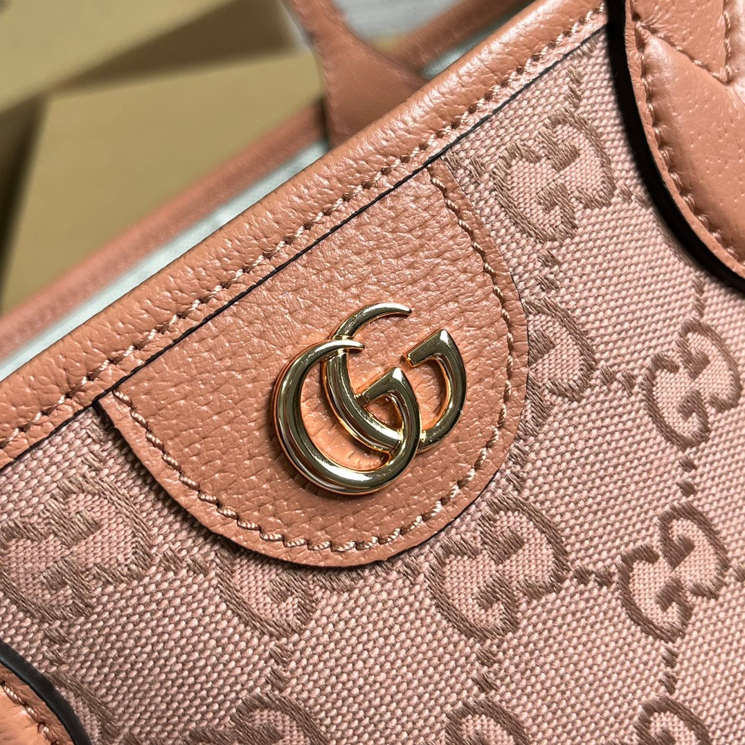 Petit sac fourre-tout GG OPHIDIA 25 en toile rose clair
