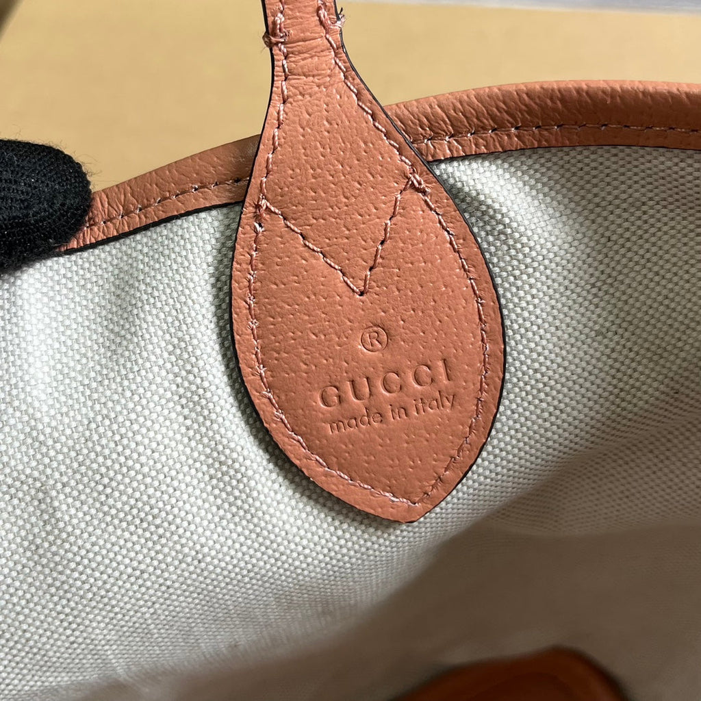 Petit sac fourre-tout GG OPHIDIA 25 en toile rose clair