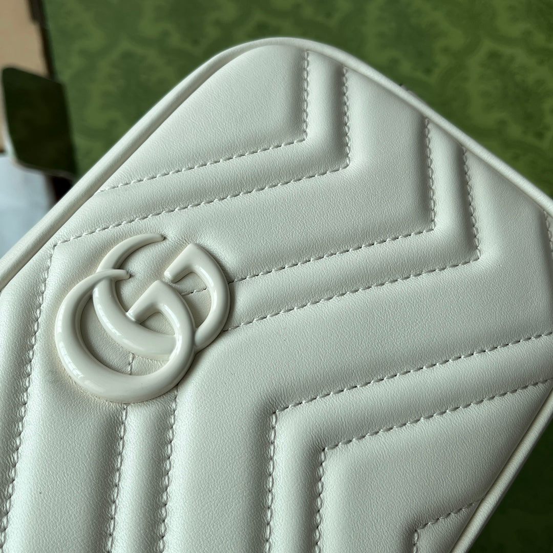 GG MARMONT MINI 18CM ZIP HAUT TOUT CUIR DE VEAU BLANC