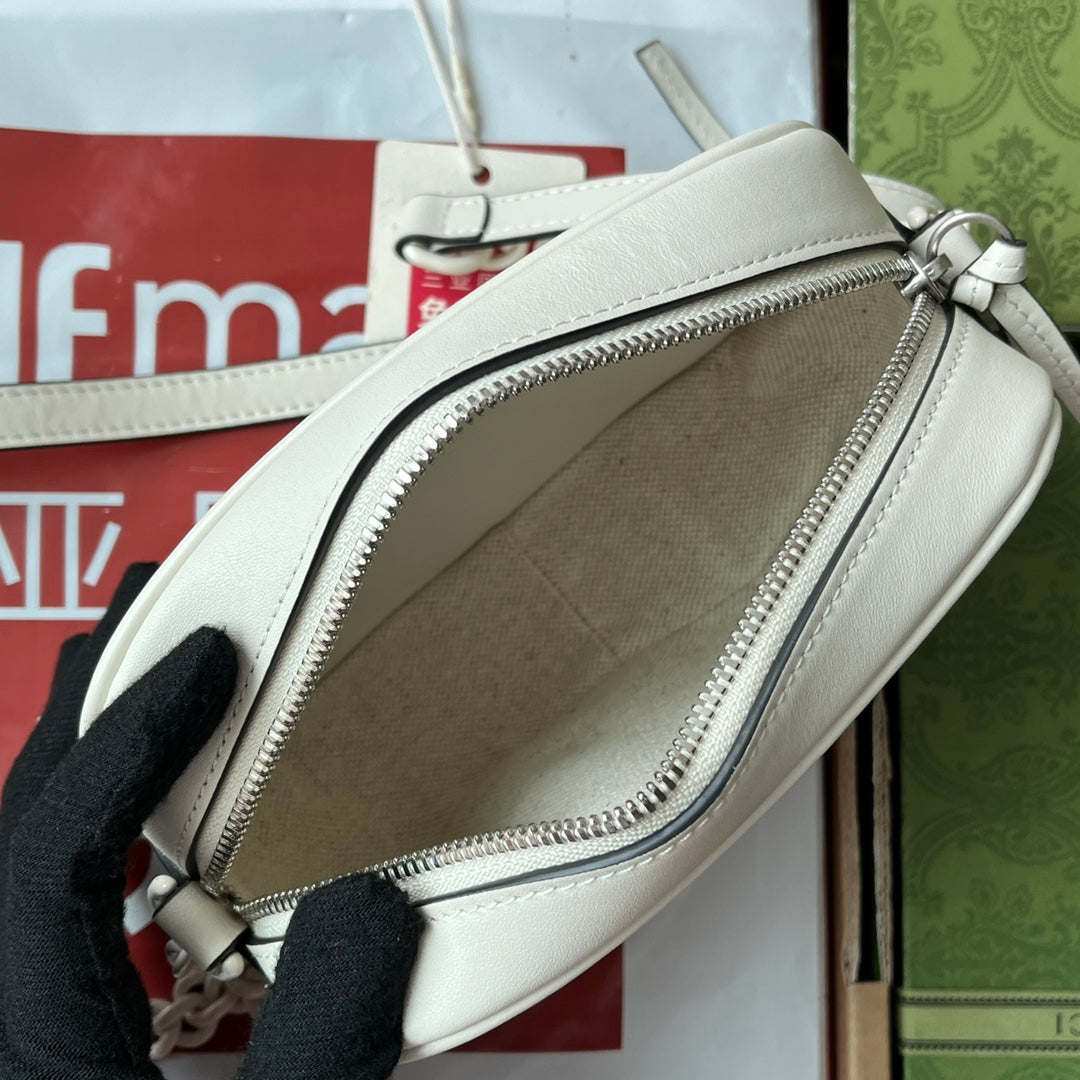 GG MARMONT MINI 18CM ZIP HAUT TOUT CUIR DE VEAU BLANC