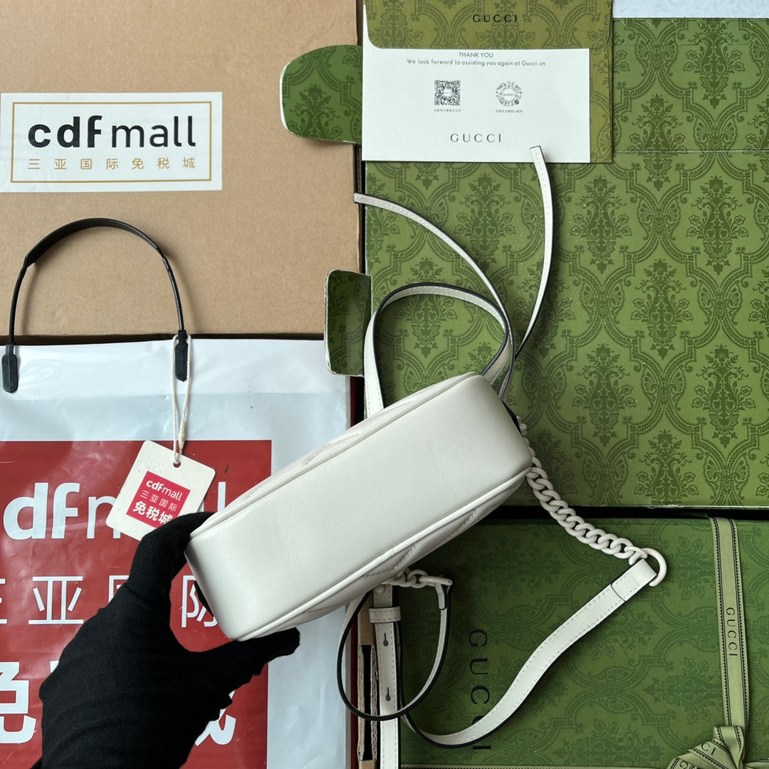 GG MARMONT MINI 18CM ZIP HAUT TOUT CUIR DE VEAU BLANC