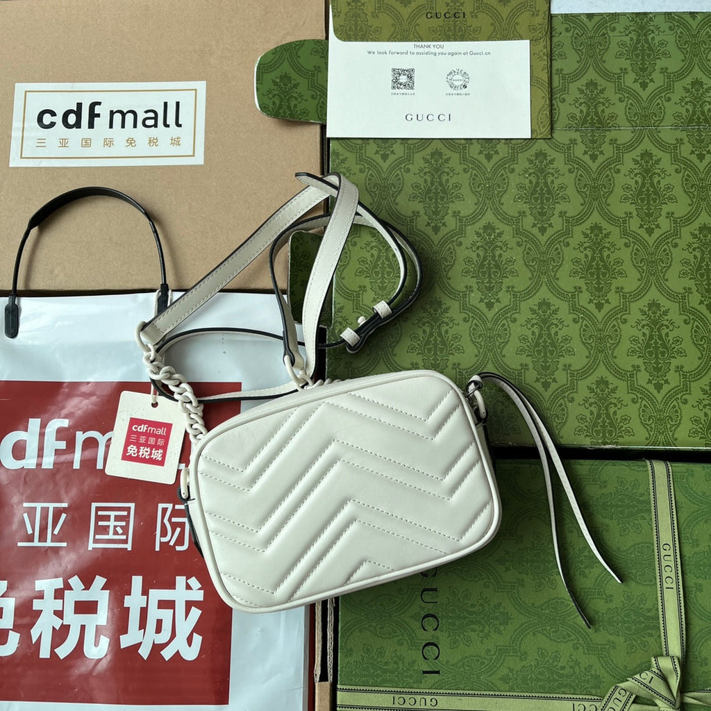 GG MARMONT MINI 18CM ZIP HAUT TOUT CUIR DE VEAU BLANC