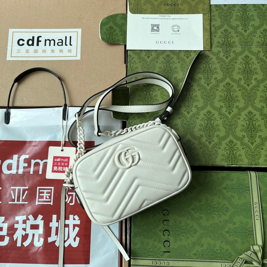 GG MARMONT MINI 18CM ZIP HAUT TOUT CUIR DE VEAU BLANC