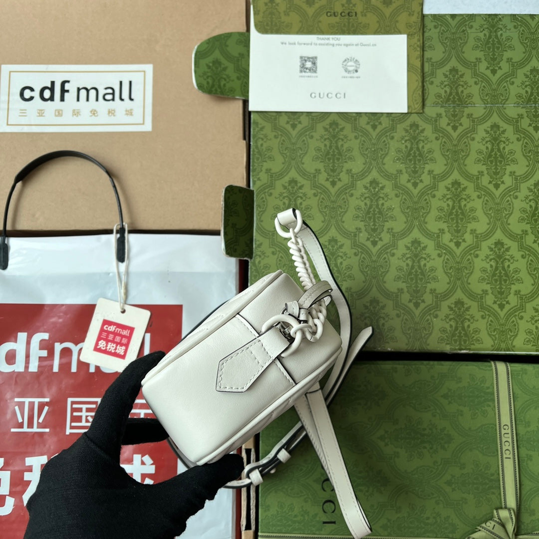 GG MARMONT MINI 18CM ZIP HAUT TOUT CUIR DE VEAU BLANC
