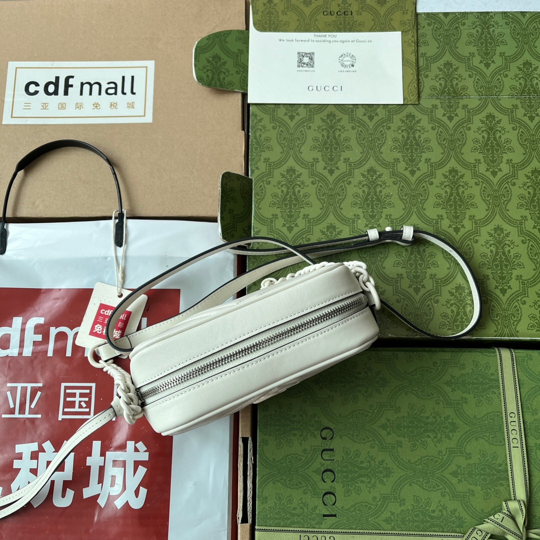GG MARMONT MINI 18CM ZIP HAUT TOUT CUIR DE VEAU BLANC