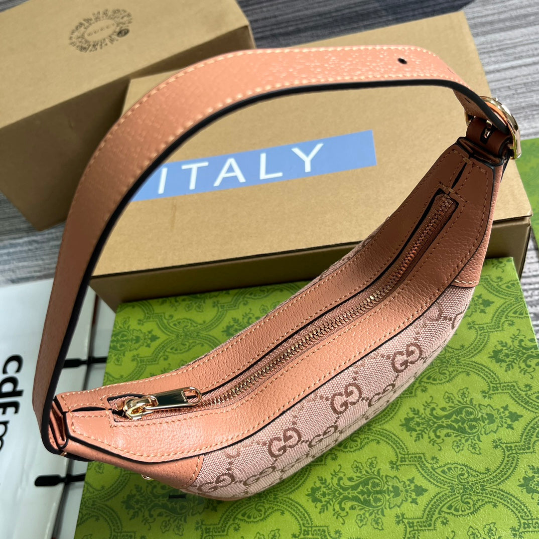 SAC OPHIDIA GG MINI 20 EN TOILE ROSE CLAIR ET CUIR DE VEAU