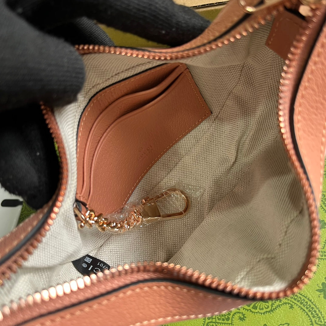 SAC OPHIDIA GG MINI 20 EN TOILE ROSE CLAIR ET CUIR DE VEAU