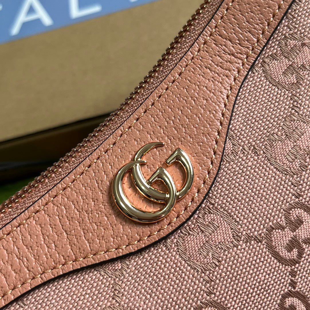 SAC À MAIN OPHIDIA GG SMALL 25 EN TOILE ROSE CLAIR ET CUIR DE VEAU