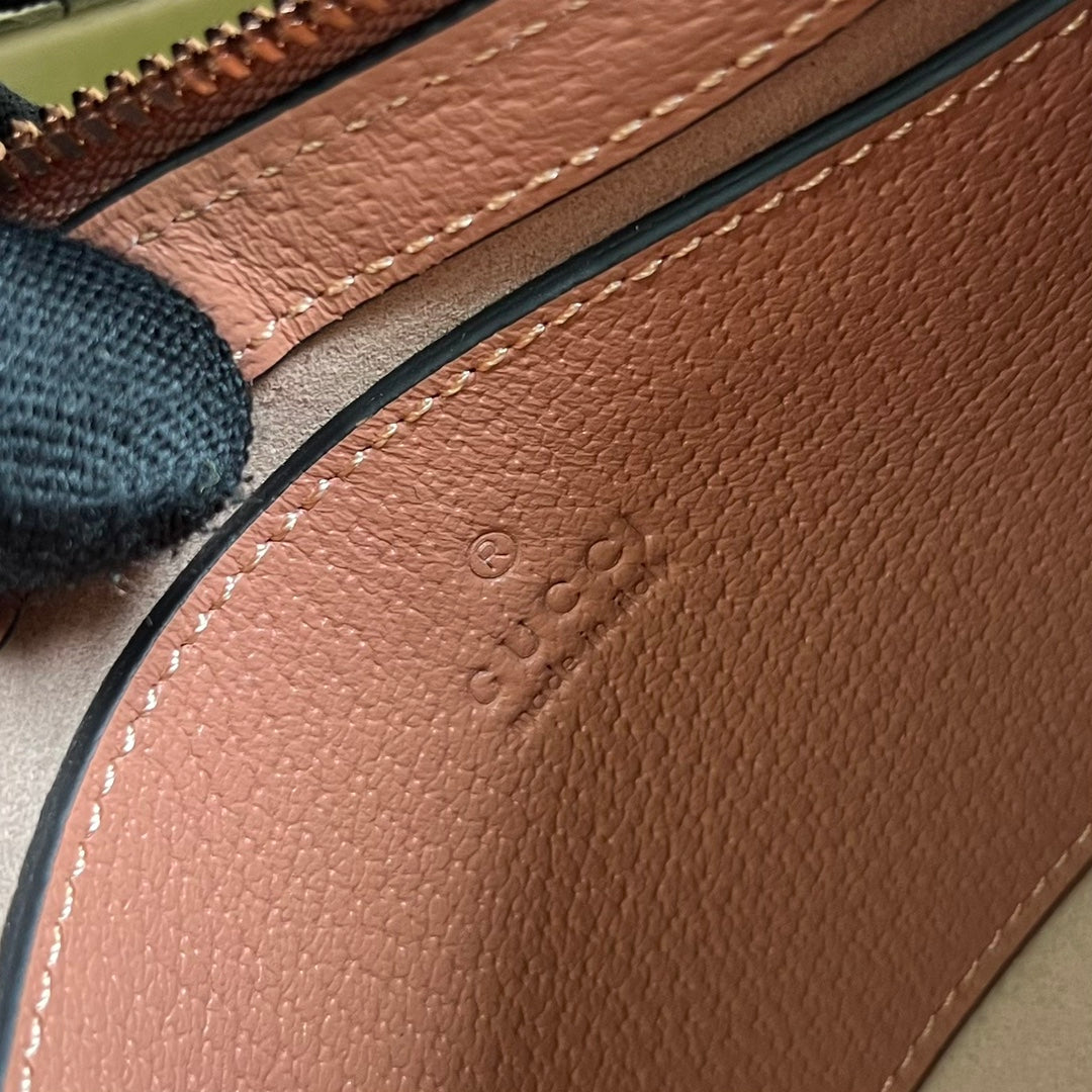 SAC À MAIN OPHIDIA GG SMALL 25 EN TOILE ROSE CLAIR ET CUIR DE VEAU