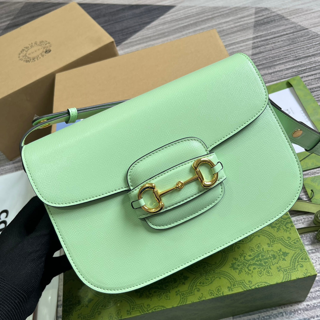MINI SAC GG HORSEBIT 1955 25 EN CUIR DE VEAU VERT CLAIR