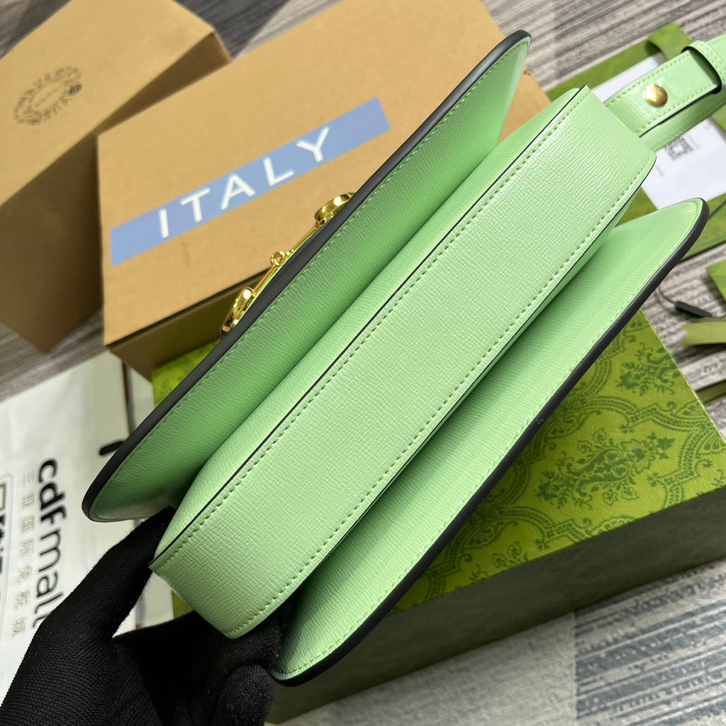 MINI SAC GG HORSEBIT 1955 25 EN CUIR DE VEAU VERT CLAIR