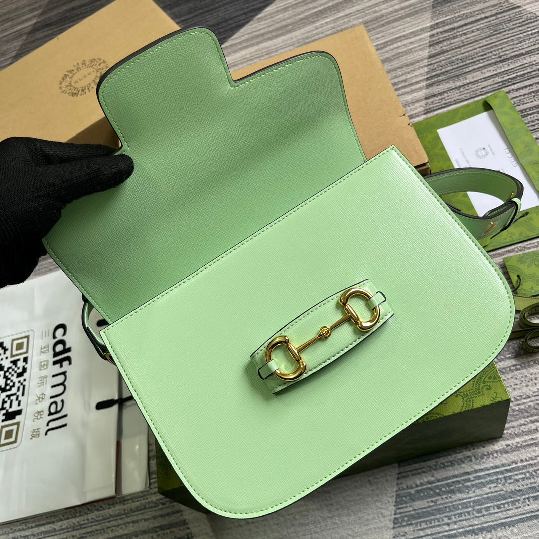MINI SAC GG HORSEBIT 1955 25 EN CUIR DE VEAU VERT CLAIR