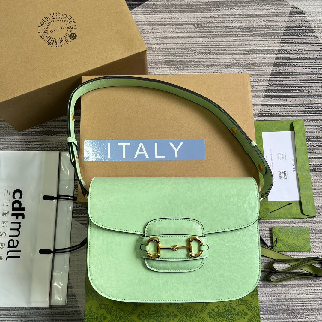 MINI SAC GG HORSEBIT 1955 25 EN CUIR DE VEAU VERT CLAIR