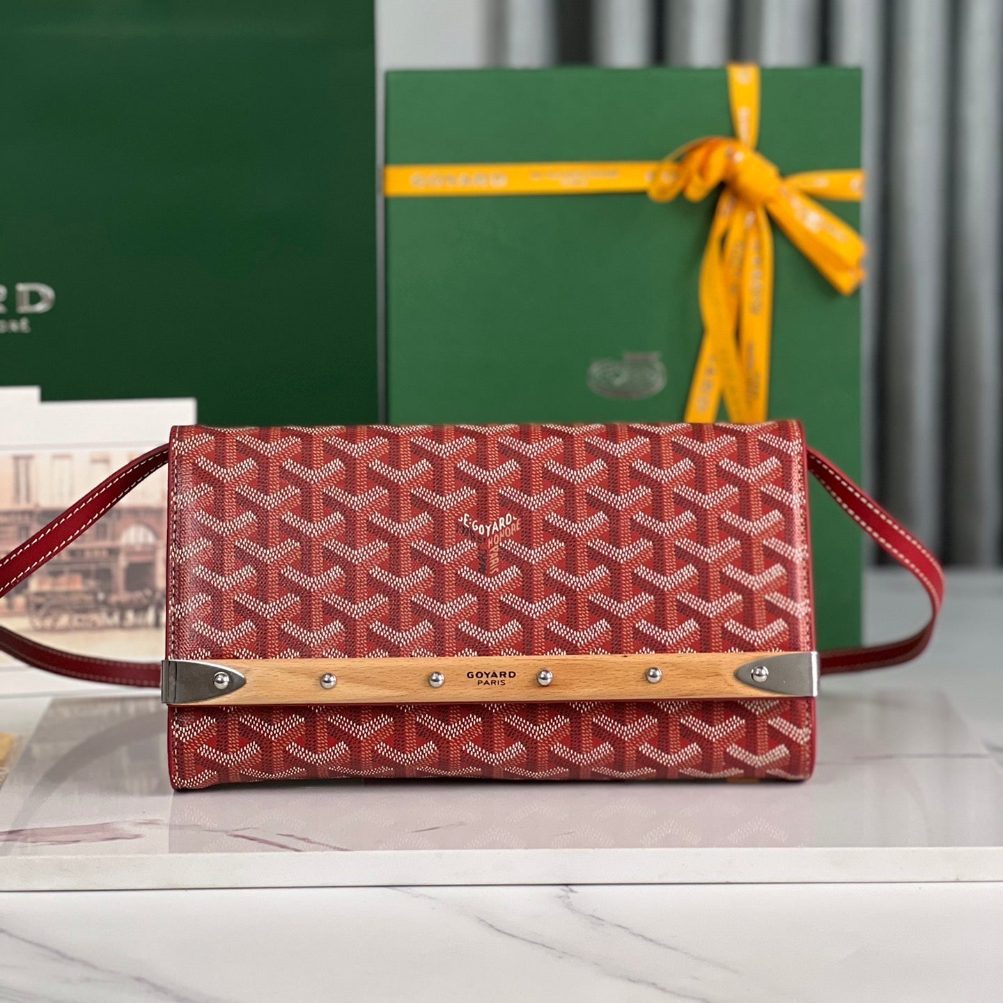 POCHETTE MONTE-CARLO PM 25 EN TOILE GOYARDINE ROUGE CLASSIQUE