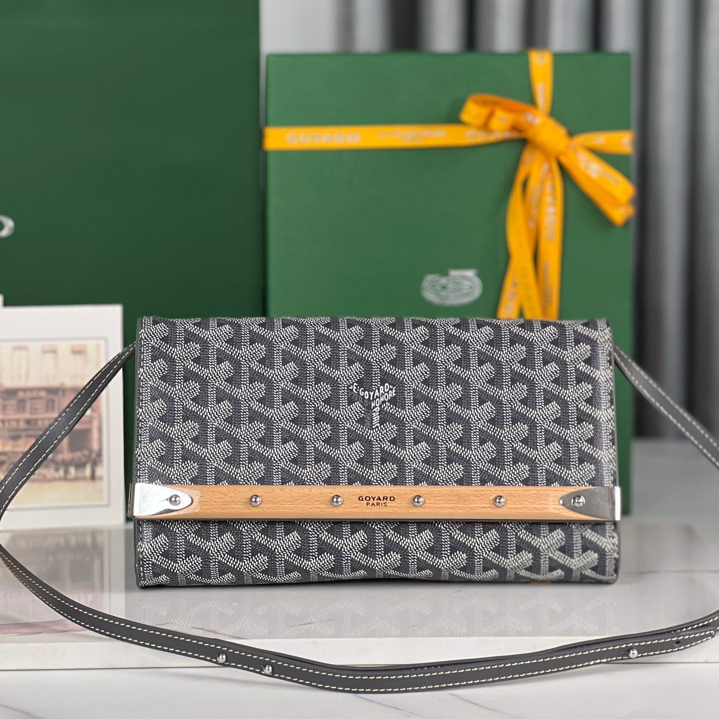 POCHETTE MONTE-CARLO PM 25 EN TOILE GOYARDINE GRIS