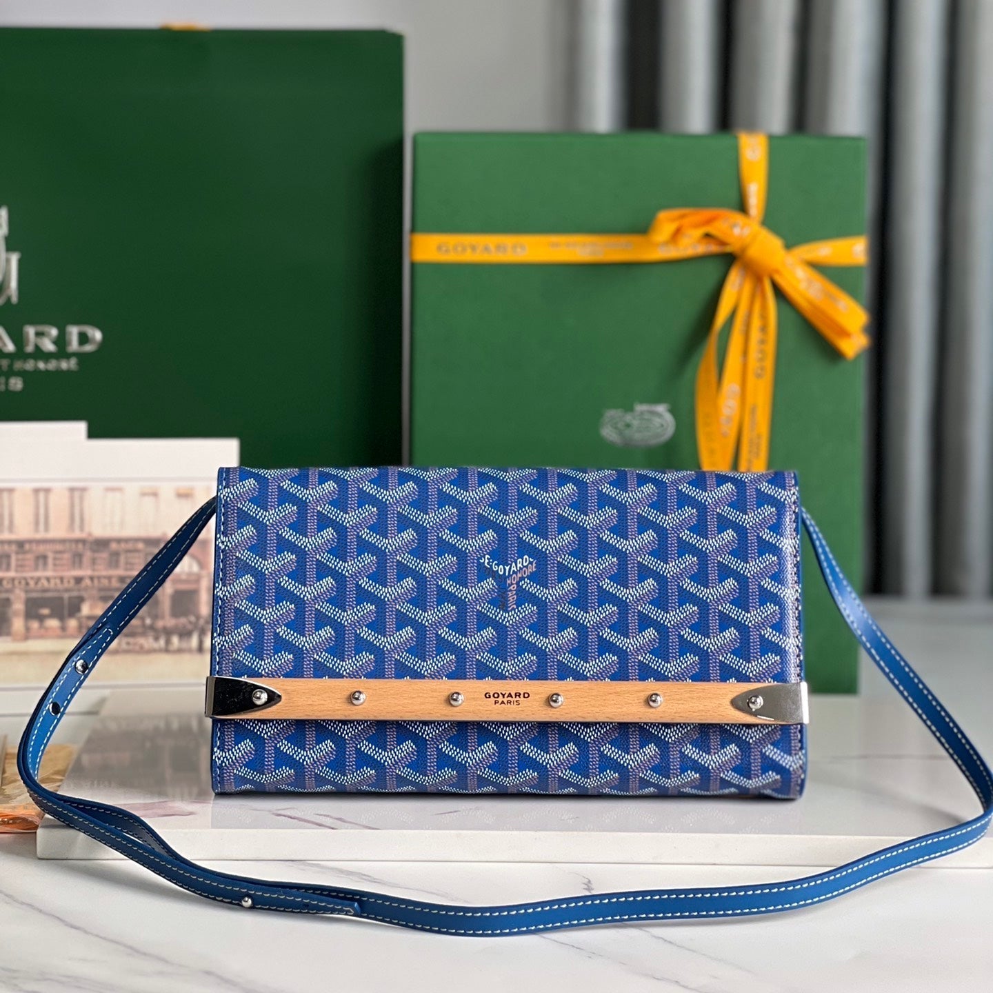 POCHETTE MONTE-CARLO PM 25 EN TOILE GOYARDINE BLEU SAPHIR