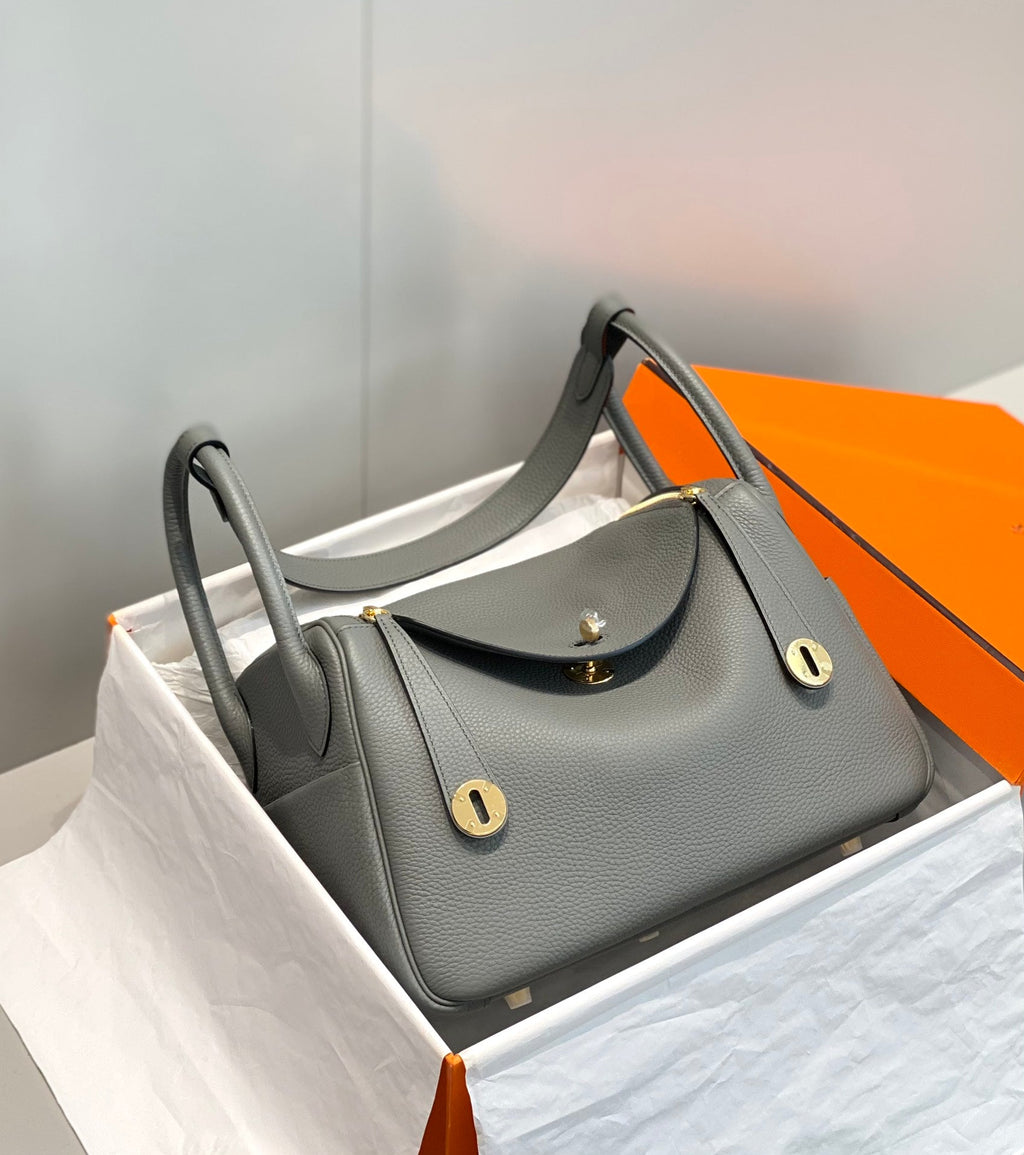 SAC HM LINDY 30 EN CUIR TAURILLON GRIS CLEMENCE