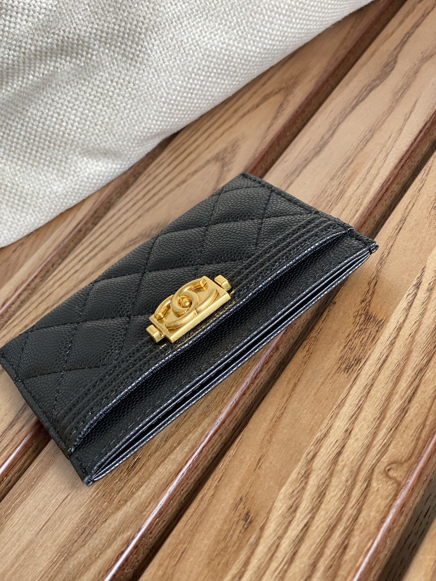PORTE-CARTES CC BOY 11CM NOIR CAVIAR QUINCAILLERIE OR