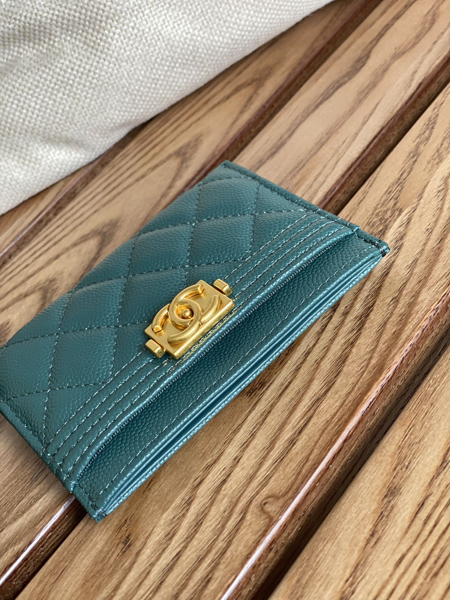 PORTE-CARTES CC BOY 11CM VERT FONCÉ CAVIAR QUINCAILLERIE OR