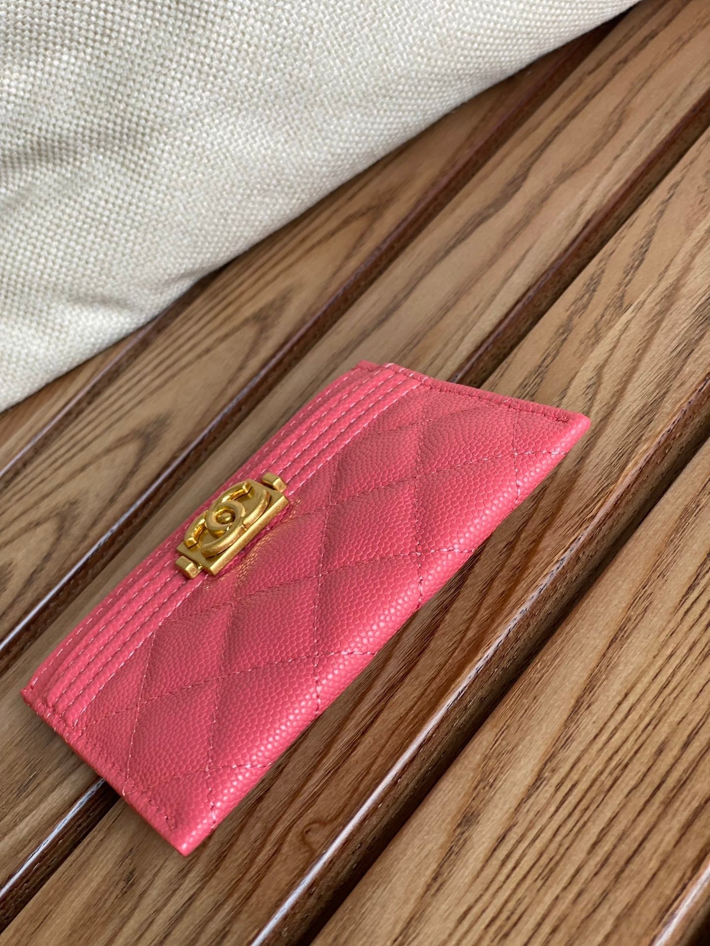 CC BOY 11CM CARD HOLDER RED CAVIAR GOLD HARDWARE