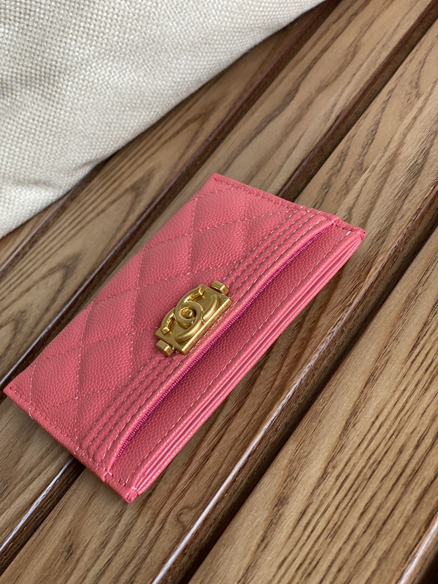 CC BOY 11CM CARD HOLDER RED CAVIAR GOLD HARDWARE