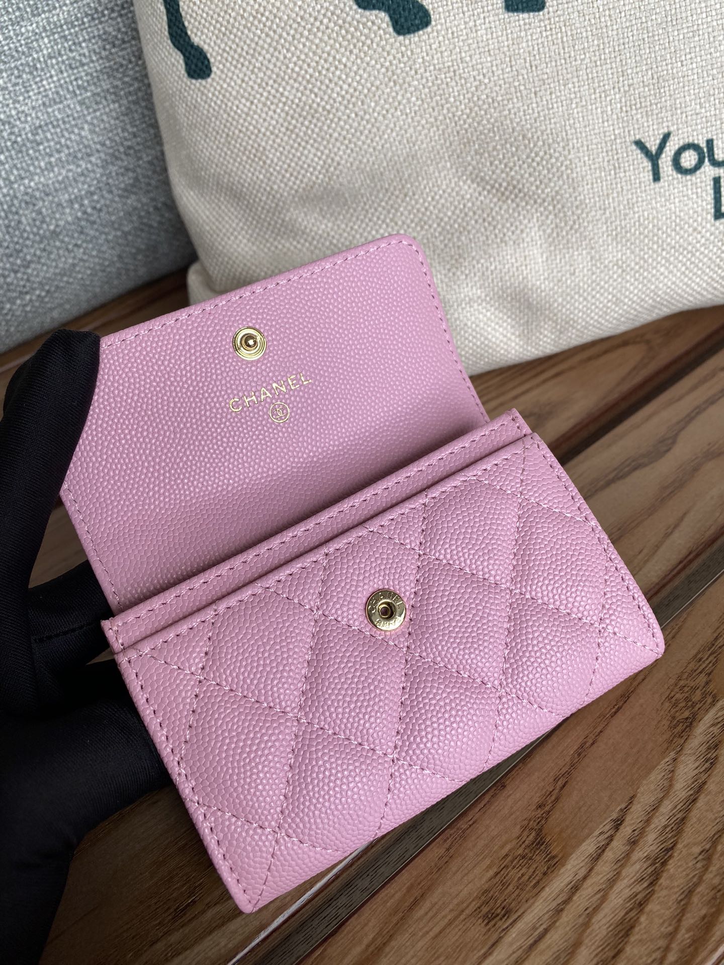 CC SMALL WALLET 11CM PINK CAVIAR LIGHT GOLD HARDWARE