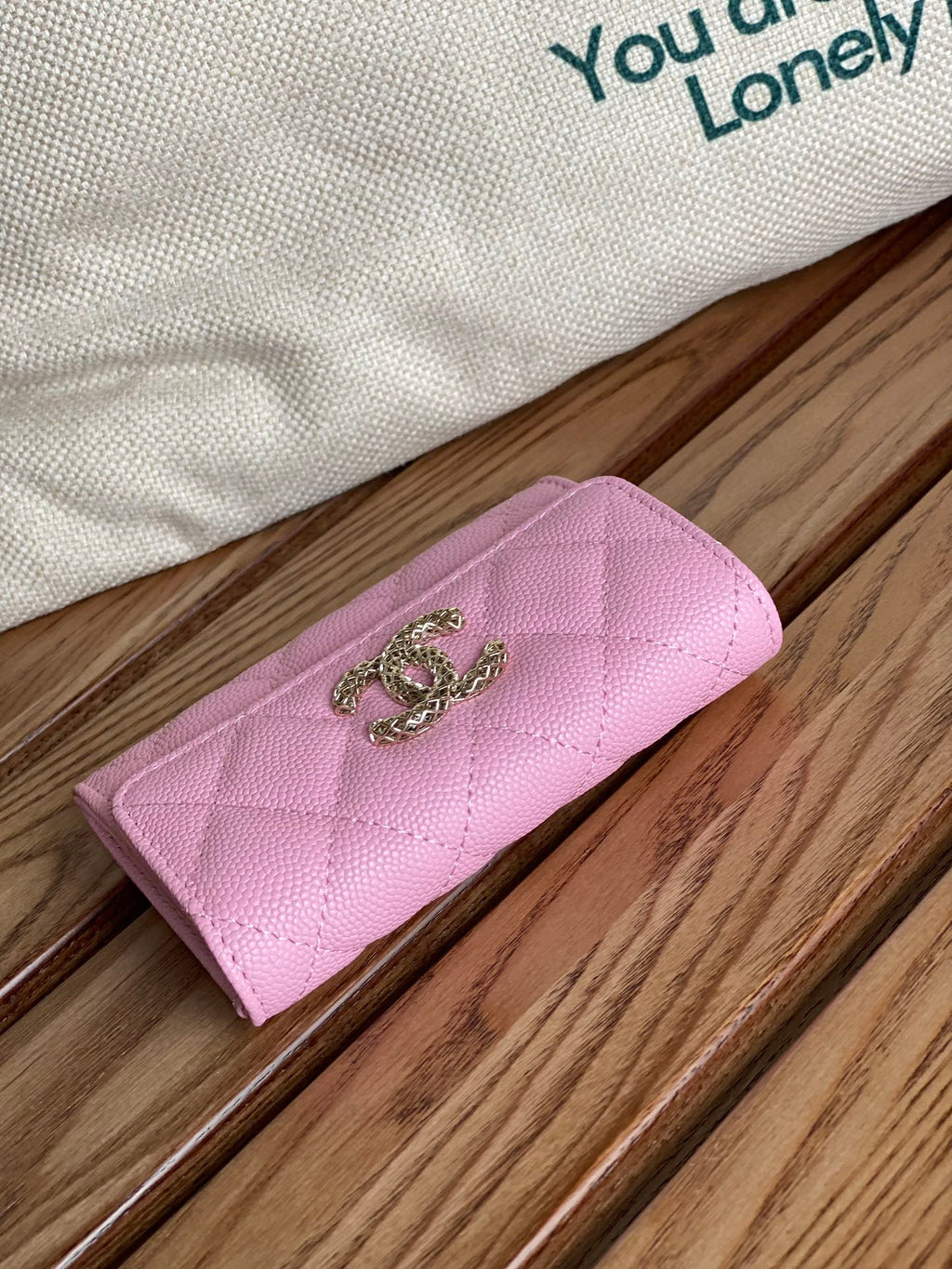 CC SMALL WALLET 11CM PINK CAVIAR LIGHT GOLD HARDWARE