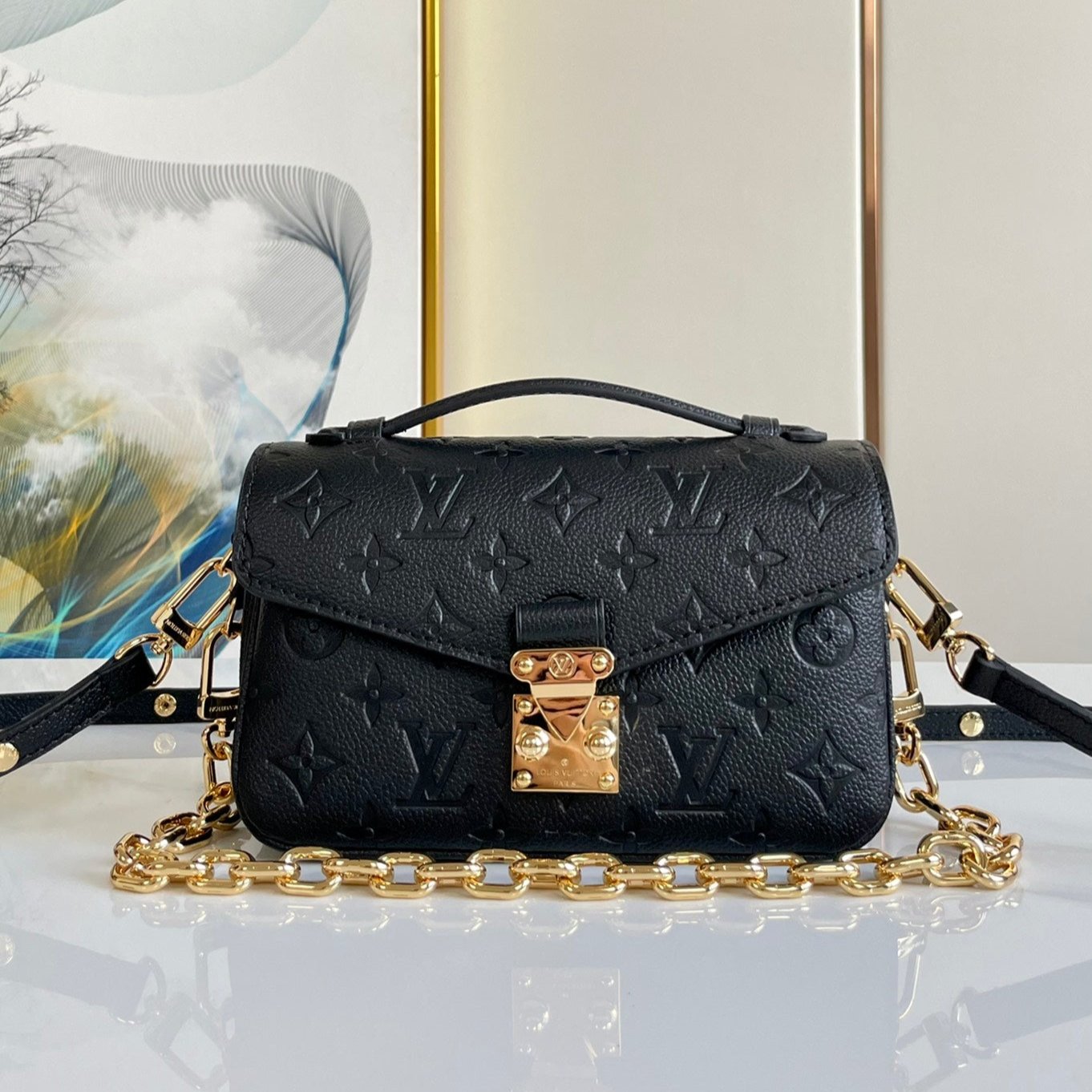 POCHETTE METIS EAST WEST 21.5 CUIR DE VACHE GRAINÉ NOIR
