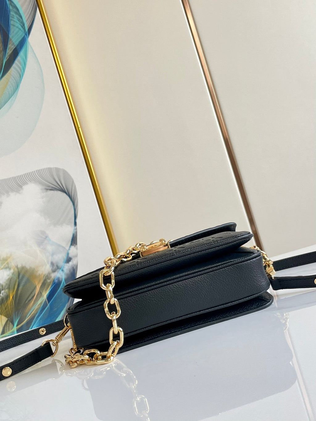 POCHETTE METIS EAST WEST 21.5 BLACK GRAINED COWHIDE LEATHER
