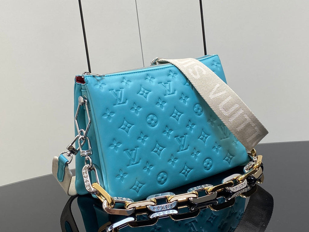 COUSSIN PM 26CM TIFFANY BLUE MONOGRAM EMPREINTE CALFSKIN