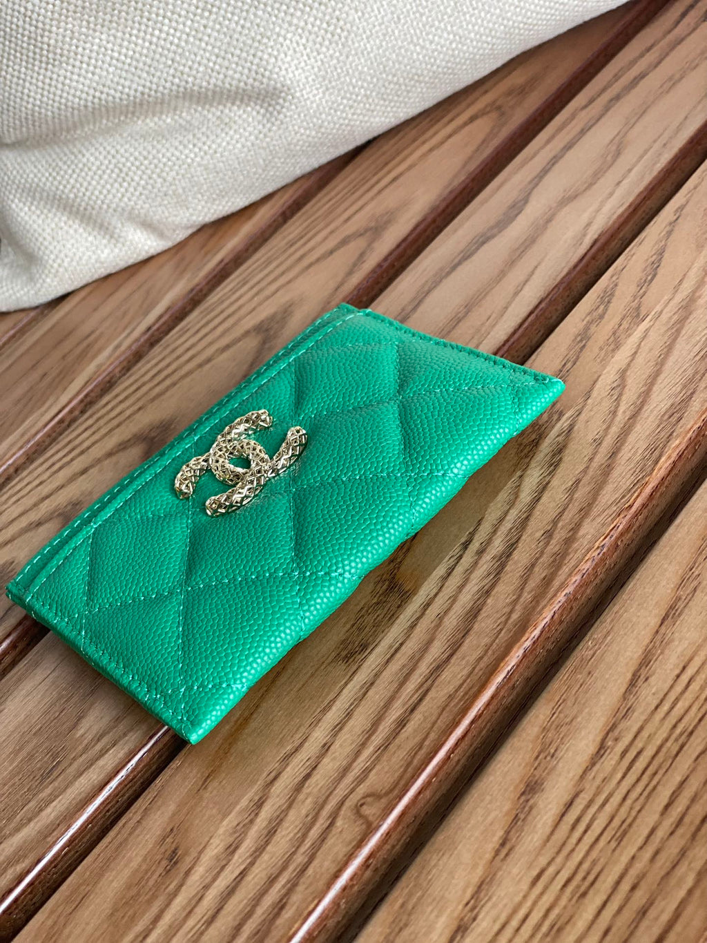 PORTE-CARTES CC 10CM VERT FONCÉ CAVIAR