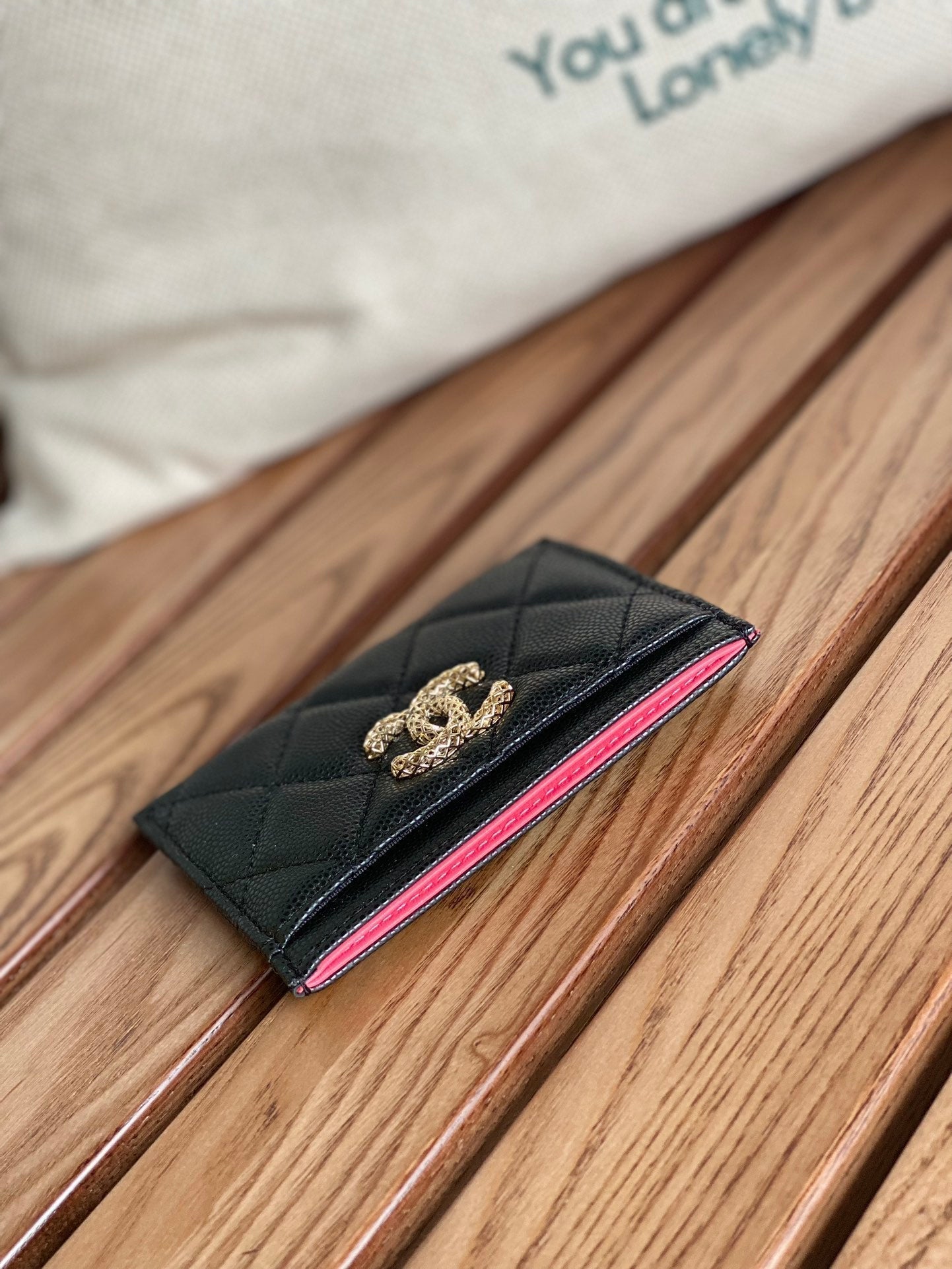 CC CARD HOLDER 10CM BLACK CAVIAR