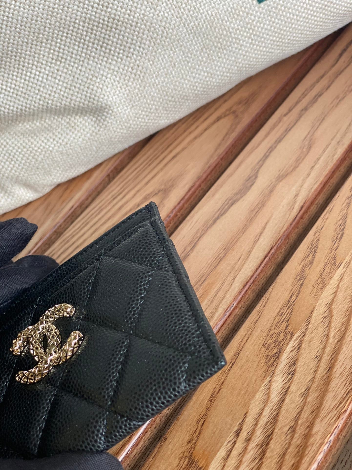 CC CARD HOLDER 10CM BLACK CAVIAR