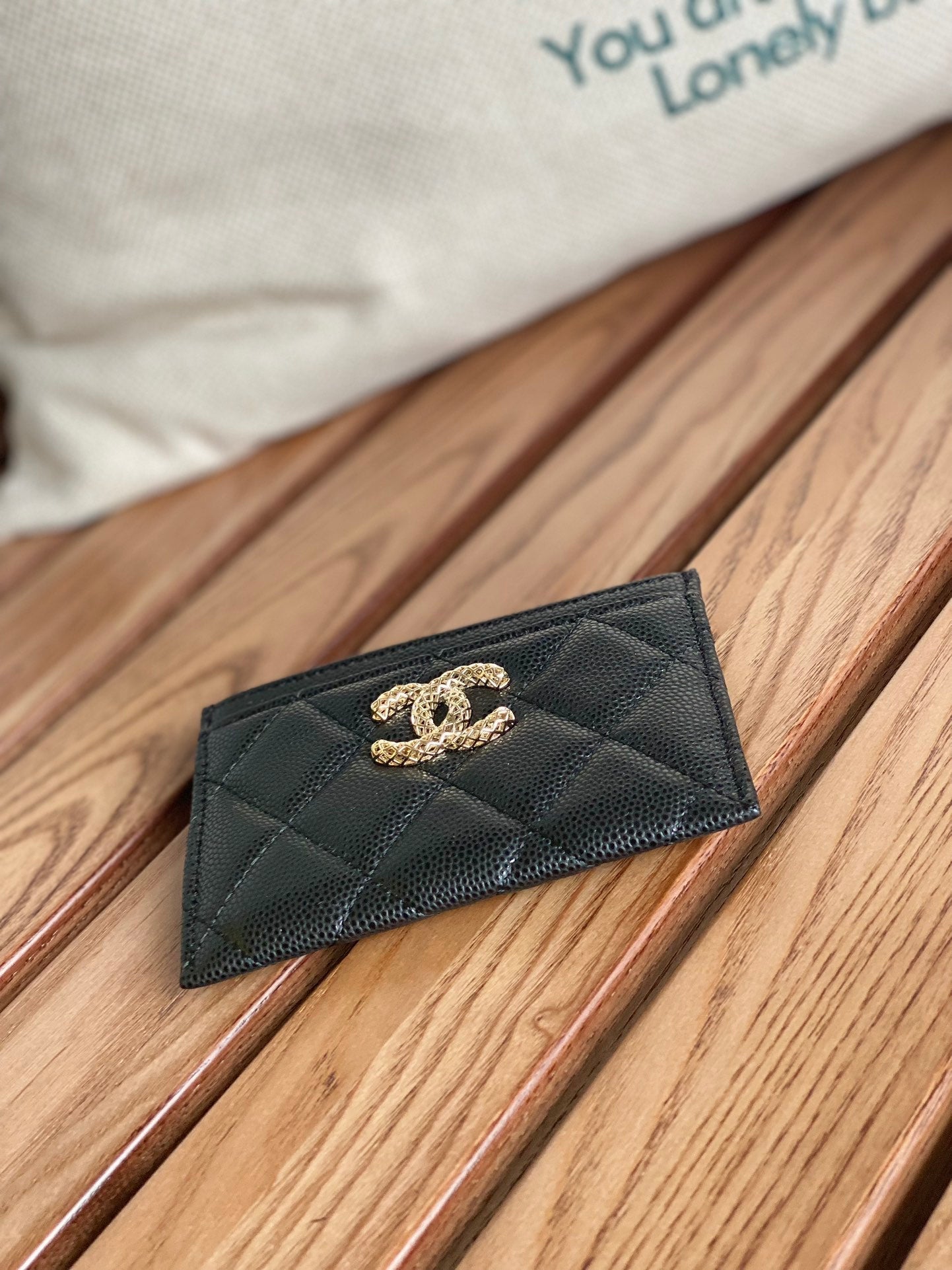 CC CARD HOLDER 10CM BLACK CAVIAR