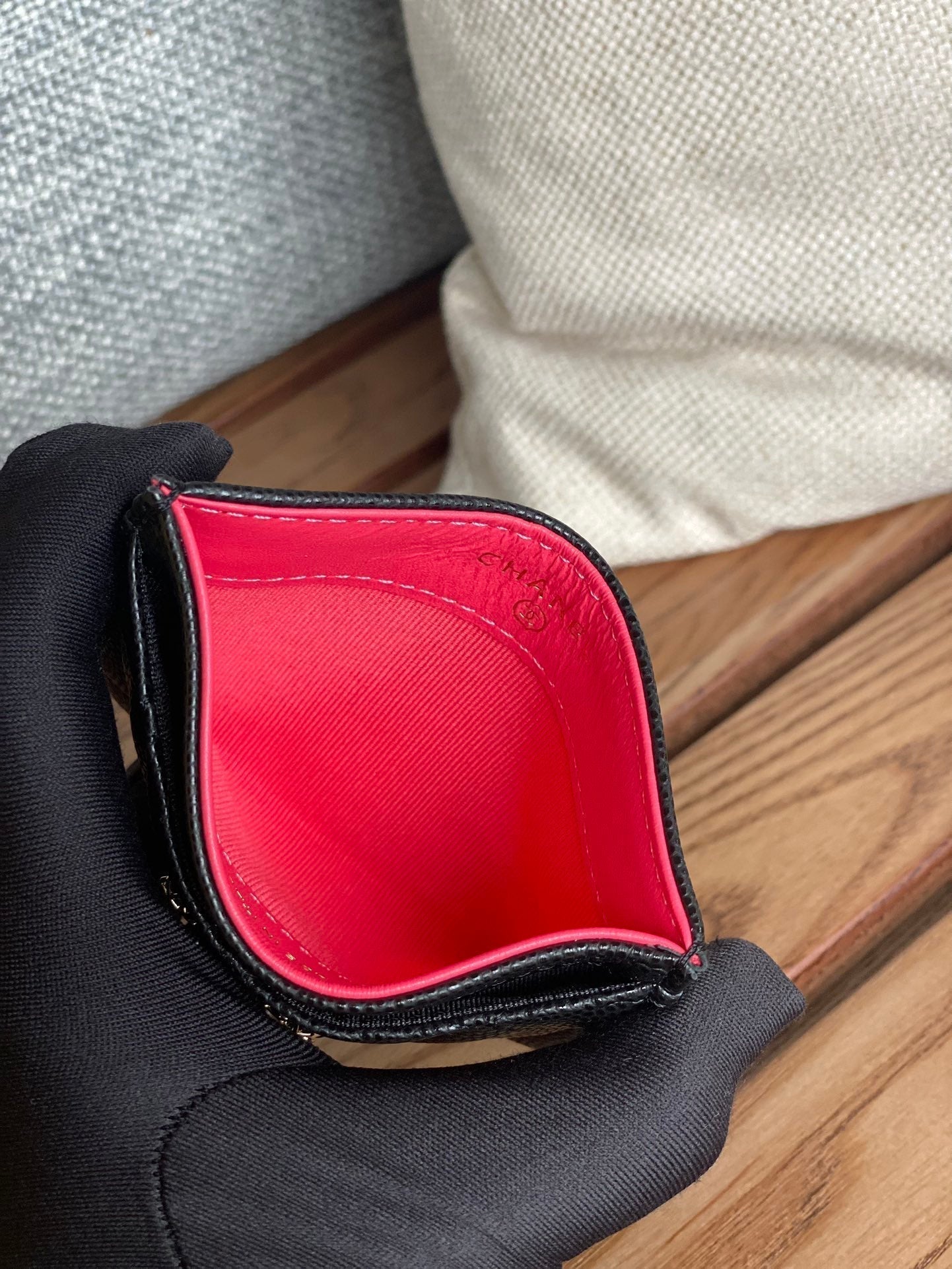 CC CARD HOLDER 10CM BLACK CAVIAR
