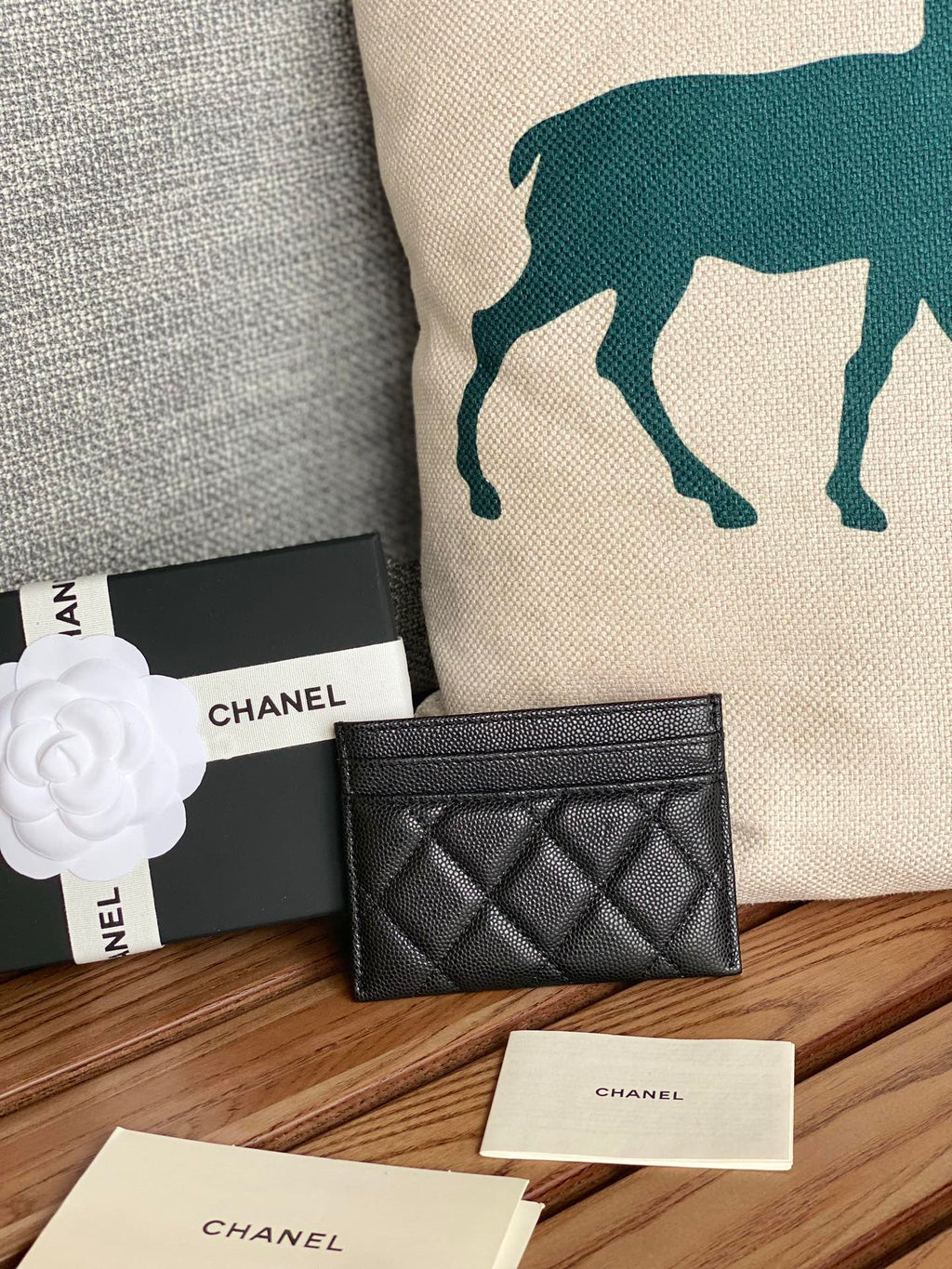 PORTE-CARTES CC 10CM NOIR CAVIAR