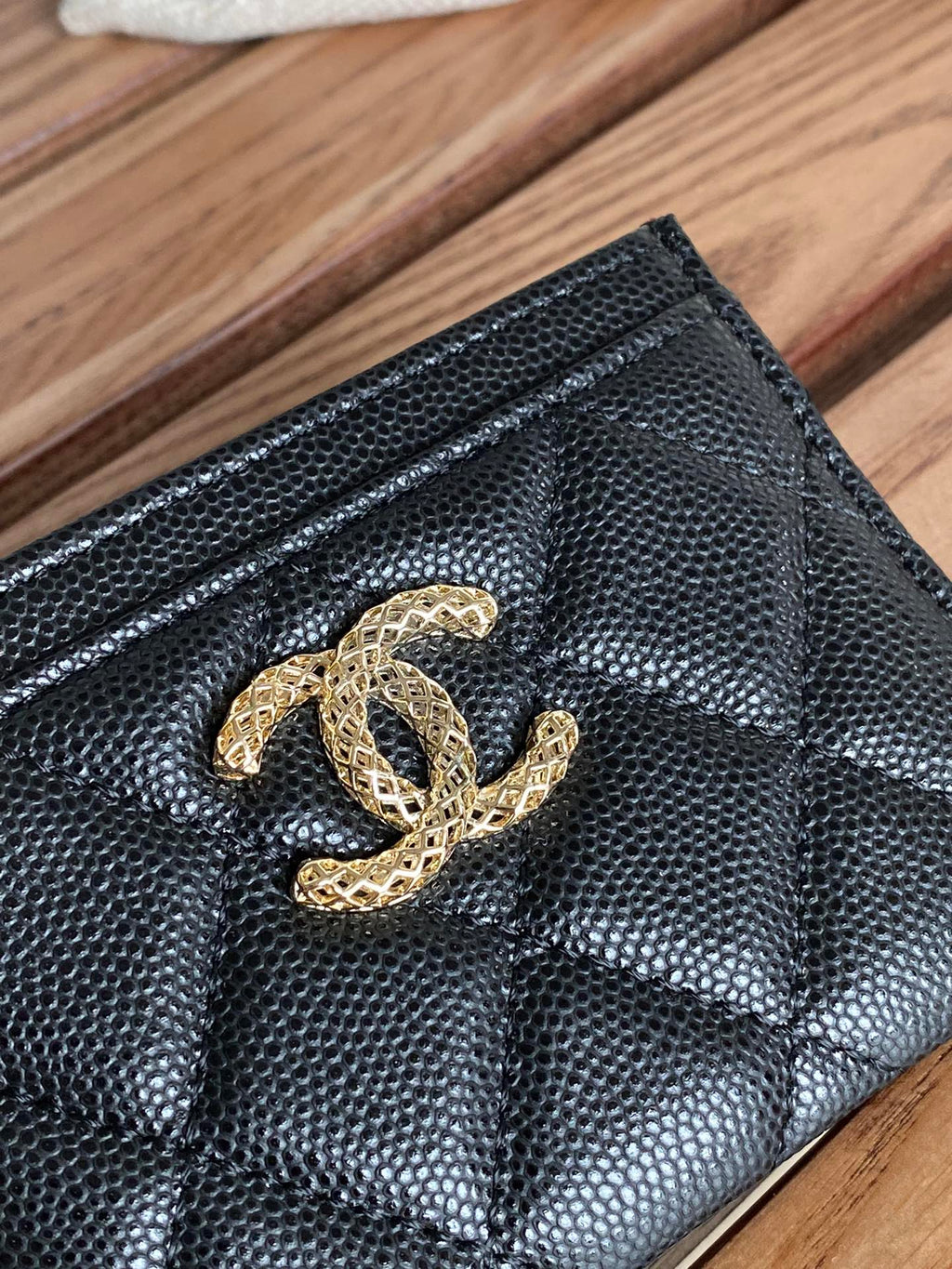 PORTE-CARTES CC 10CM NOIR CAVIAR
