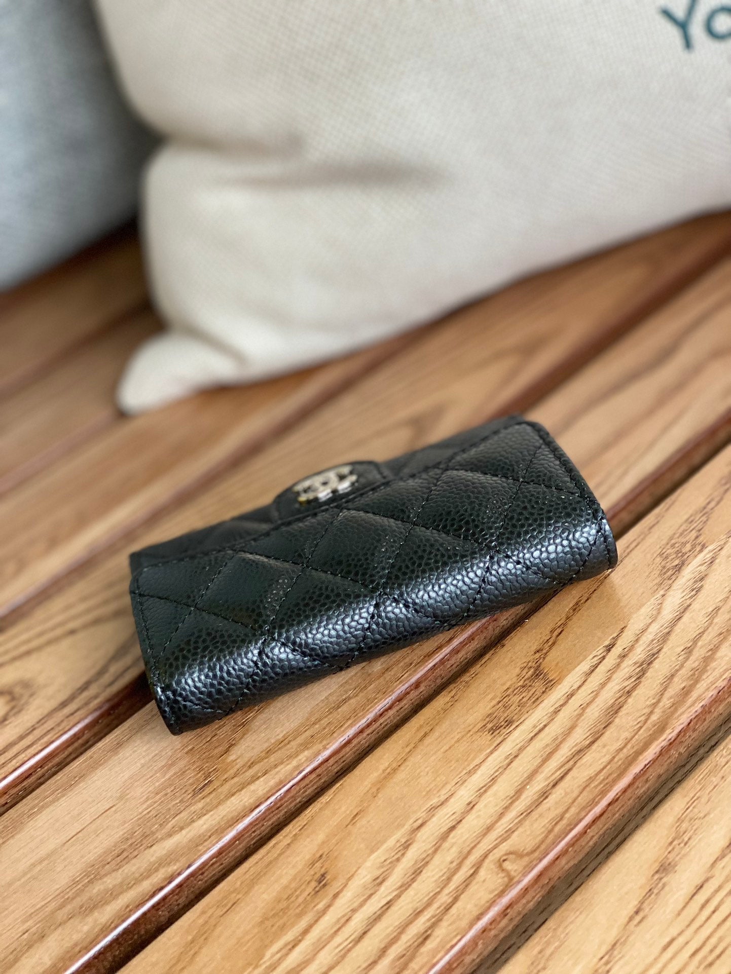 CC SMALL WALLET 11CM BLACK CAVIAR SILVER HARDWARE