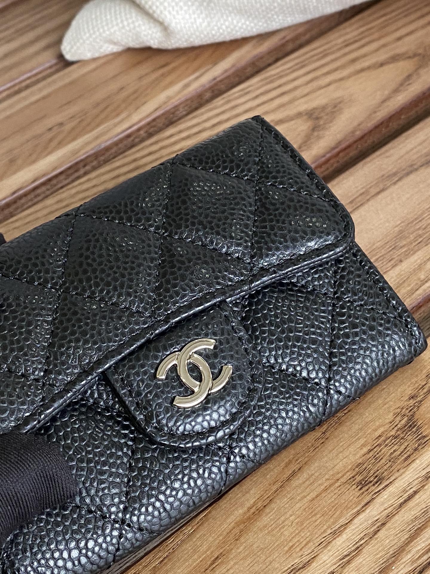 CC SMALL WALLET 11CM BLACK CAVIAR SILVER HARDWARE