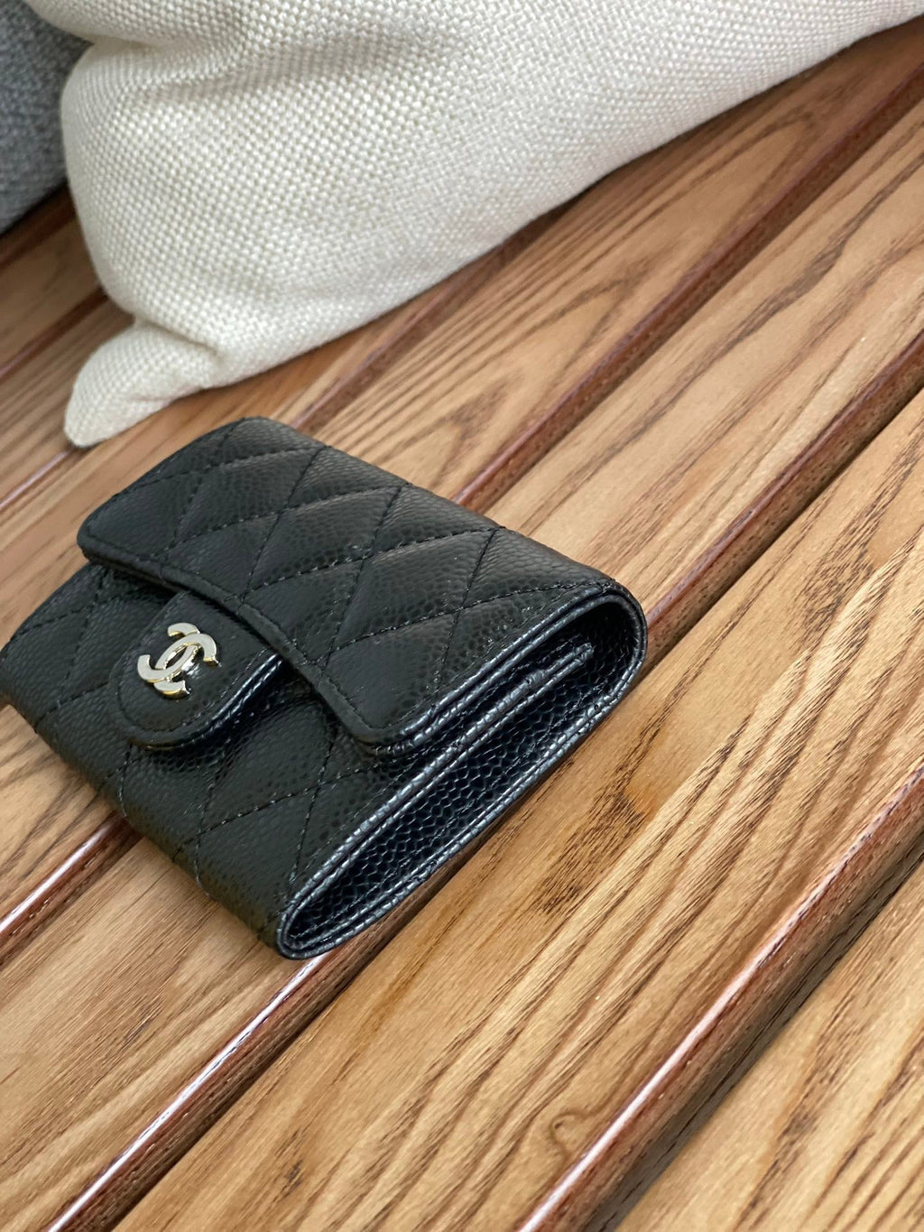 CC SMALL WALLET 11CM BLACK CAVIAR SILVER HARDWARE